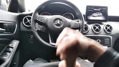 Jerking off my Big Fat Cock in the car, until I came in the parking lot
