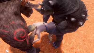 Sissy boy meets Two Alpha Minotaurs [3D]