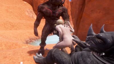 Sissy boy meets Two Alpha Minotaurs [3D]