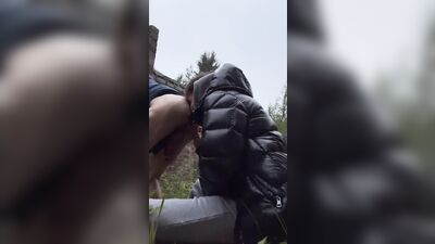Big Dick Twinks Suck & Cum in Puffer Jackets Outdoors - Callum and Cole
