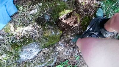 Exploring the nature #1 - Walking around all nude and cover myself in cum