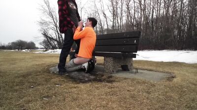 Almost caught sucking dick in public