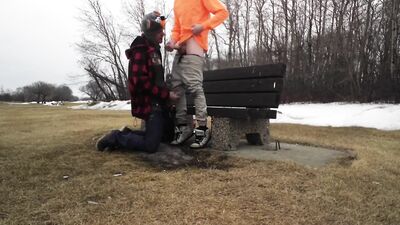 Almost caught sucking dick in public