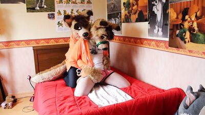 Tied down dingo gets overstimulated hard