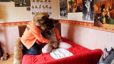 Tied down dingo gets overstimulated hard