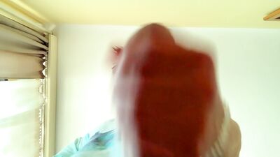 Teen with thick cock and bouncing balls cums in a cup and drinks own cum