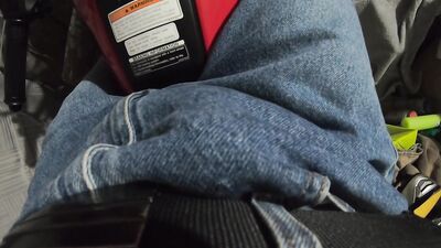 Twink Cums THROUGH Jeans and pisses while dreaming of riding motorcycle