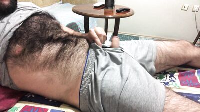 I'm getting ready to masturbate by stroking my hairy body
