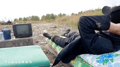 A homeless man found a masturbator in the trash and fucked him hard