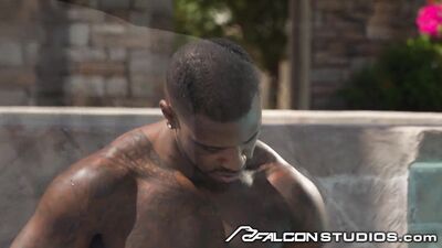 FalconStudios - Ebony Hot Juicy Jock Pounds Some White Ass By The Pool - Reign, Trent Marx