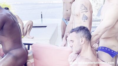 Blonde stud Issac x and XXL monster cock Andre Donovan tears up power bottom Joaquin Santana‘s hole