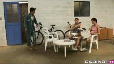 Three Young Mechanics Sucking and Fucking in the Garage: A Trio of Interracial Hotties Engaging in Hardcore Meat Action