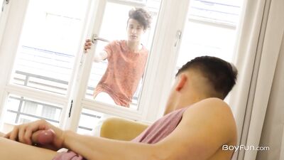 The Peeping Tom and the Bareback Twinks Danny Garcia and Finn Harper explore their wildest fantasies in this steamy gay porn video.