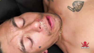 Double Penetration with Cory Jacobs and Johnny Castro Chubby Macho Boys Share One Big D**k in Their Hole