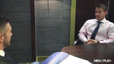 Daddys Office Orgy: Muscular Boss Gives Rim Job and Facial to Naughty Young Intern