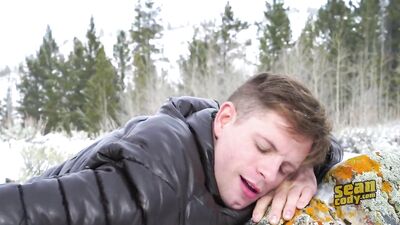 Snowy Bareback Exhibition - Muscular American Guys Enjoying the Snow