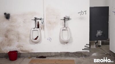 Rednecks Party 4 - Aaron Bruiser, Brandon Evans, Brendan Patrick and Jaxton Wheeler - Public Toilet Gangbang in American Gloryholes