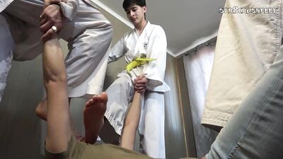 Gay Porn Sneaker Crush: Rookie Karate Fetishists Feet Taken Out by Powerful Footmen - Zed, Drake and Franco