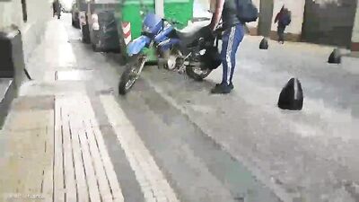 Street Hook-up with a Motorcycle Rider: Cutting the Meat!