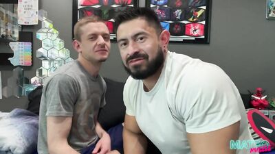 Young and Passive Gets Double Dosed by a Muscular Colombian Bodybuilder