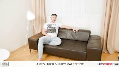 Bareback Blowjob Bonanza: James Huck and Rudy Valentinos Gay Porn Adventure!