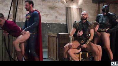 Gay Porn Parody: Justice League, the Super Heroes Orgy - Musclebound Heroes Get Down and Dirty
