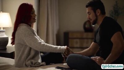 Busty Stepdad Gets Blackmailed by His Stepboy's Tranny Mom into Swapping Oral Sex Secrets