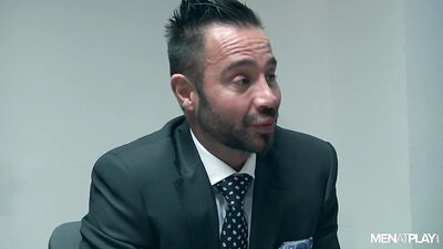 Office Orgy: Big Dick Facial Group Sex Straight Suit Threesome