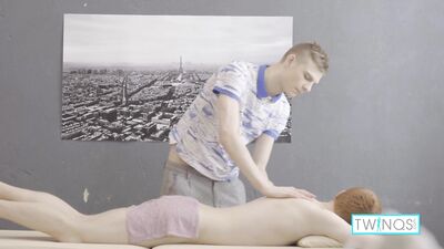 Rewritten as: "Massaging Master Lucas Receives a Creamy Surprise from Client Michael"