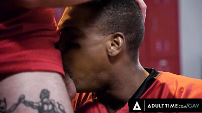 Rewritten as: The Strong and Athletic Footballer Explores his Heteroflexibility by Getting Double-Penetrated in the Team Locker Room