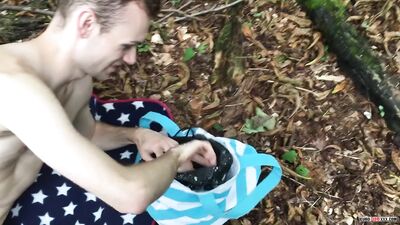 Woodland Adventures with Amateur Gay Twink Miller Larkin and his Dildo