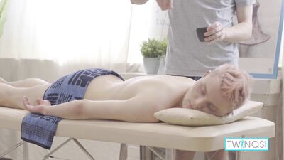 Gentlemanly Giant, Michael, Gives Nimble Newcomer, Oliver, a Seductive and Sensual Body Rub and Skin Care Treatment.