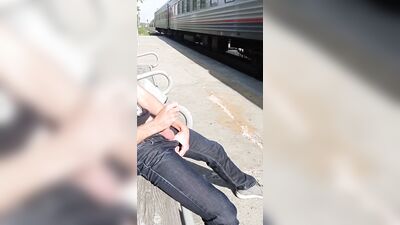 guy jerking off in public