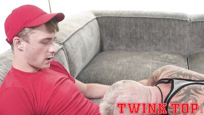 TwinkTop - Hairy muscle dad coach takes beautiful jock top’s massive cock