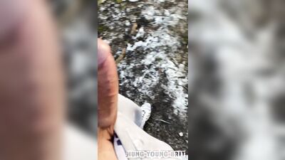 I say “go on just stick it in a bit” and he wets up the end of his HUGE dick then pokes it in