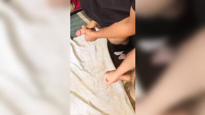 Two straight guys jerking their big cocks