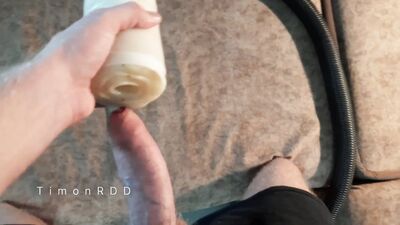 Horny guy fucked a vacuum cleaner while cleaning the house