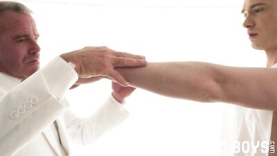 Big Daddy DILF takes a stiff cock from two young Masonic Boys