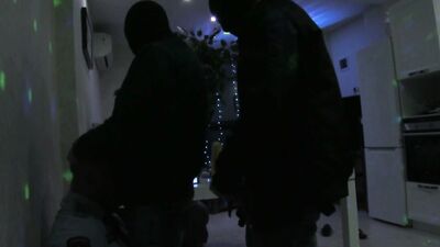 Bloo*dy Rough Double Penetration Bondage Frenzy: Two Hefty Skinheads Dominate a Submissive Cop with Harsh Gagging, Smacking, and Kinky Foot Play