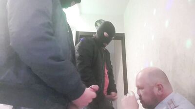 Bloo*dy Rough Double Penetration Bondage Frenzy: Two Hefty Skinheads Dominate a Submissive Cop with Harsh Gagging, Smacking, and Kinky Foot Play