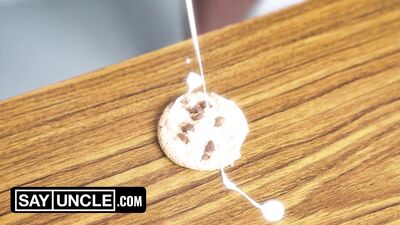 "Busted! Dakota Cums Cleaning Cookie Crumbs" Or how about...