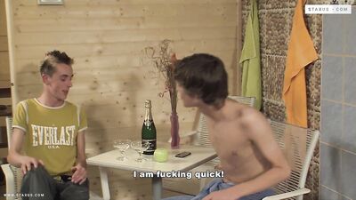 Hardcore action with muscular twinks in a rental property