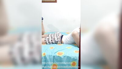 Stepfather pleasures his step-sons hard dick, swallows the hot jizz from his mouth.