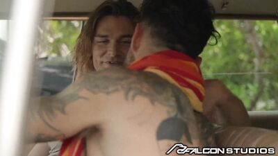 Thrill Seekers in the Ocean: Two Hot Hunks Engage In Unprotected Anal Sex, One With A Long Mane