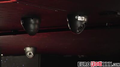 "Two horny studs take a break from the sauna to get down and dirty."