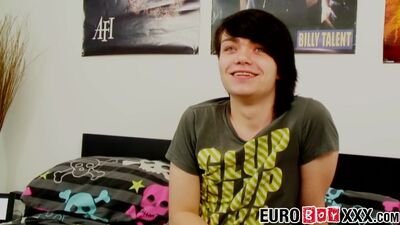 Charming young stud pleasures himself sensually in the shower.