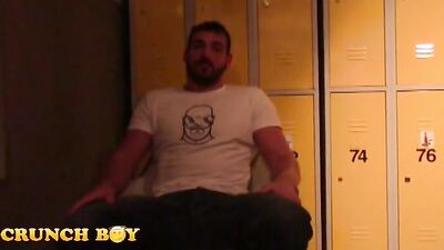 Gay Porn Sling Bound Bondage with Enzo Rimenez and Jeff Crunch at the Sauna