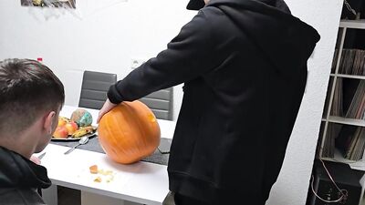 Halloween Hijinks: Two Gay Men Get Naughty with a Pumpkin and End up Creaming All Over It