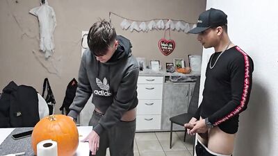 Halloween Hijinks: Two Gay Men Get Naughty with a Pumpkin and End up Creaming All Over It