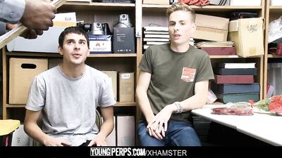 Two Thirsty Twinks Get Banged By A Sexy Security Guard